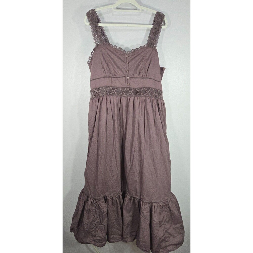 American Eagle Brown Summer Dress XXL Lace Ruffle Straps Maxi Boho peasant BK